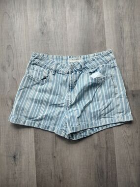 PacSun Women's Light Blue Striped Denim Shorts